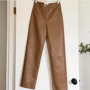 Wilfred by Aritzia The Melina Brown Faux Leather Pants Size 4